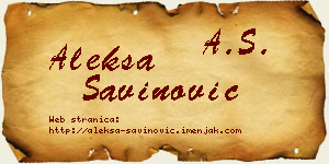 Aleksa Savinović vizit kartica